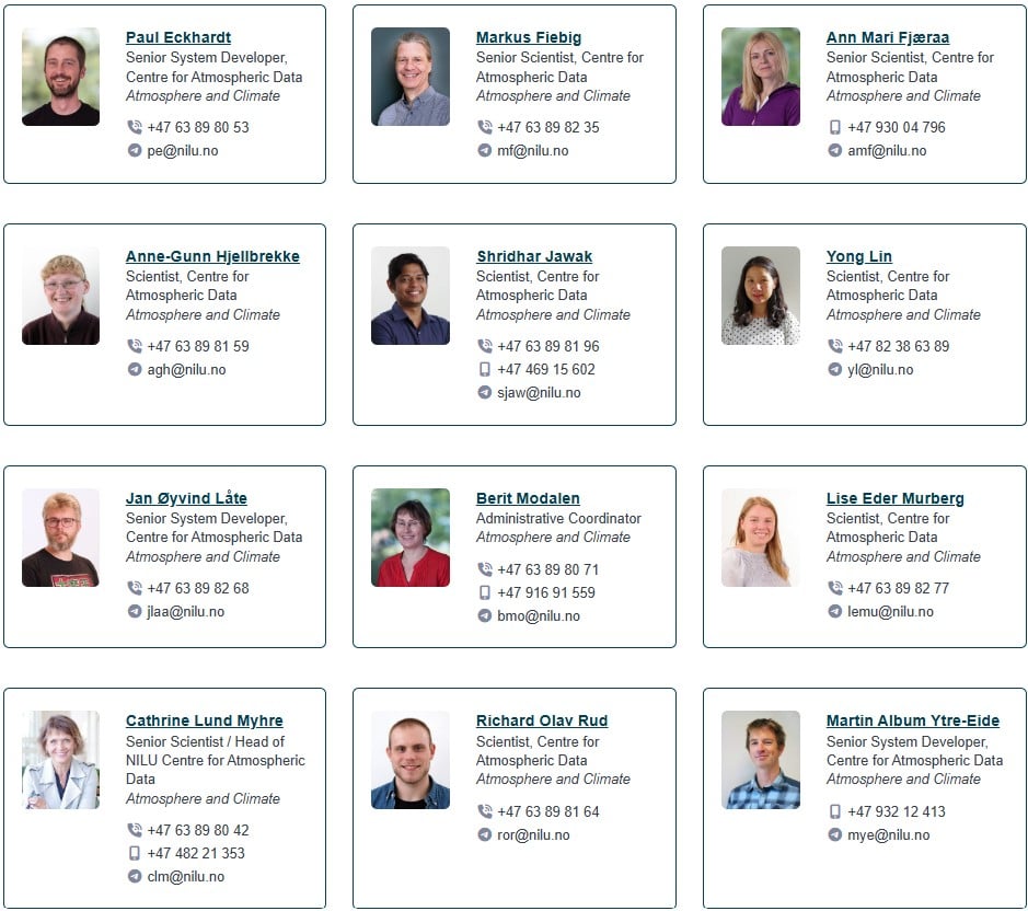 Employees in NILU Centre for Atmospheric Data